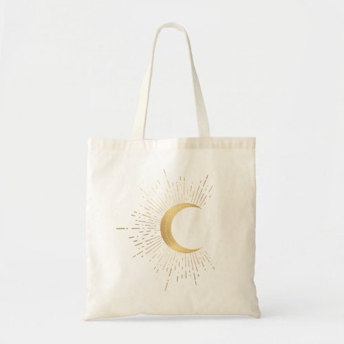 Tarot symbol _ The Moon feminine pink faux golden Tote Bag