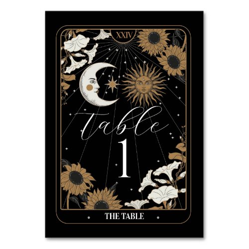 Tarot Table Numbers Wedding Sun Moon Aligned Cards