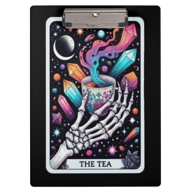 Tarot Tea Card | Skeleton Hand Clipboard (Front)