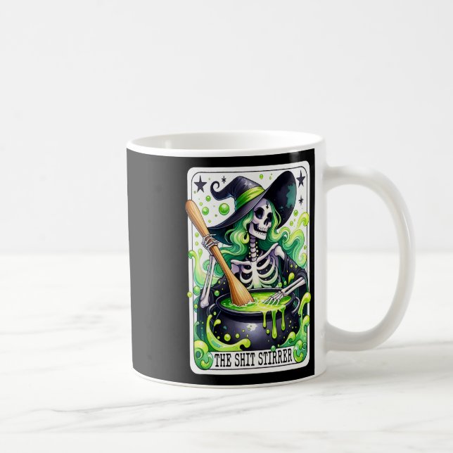 Tarot The Stirrer Funny Halloween Witch Tarot Card Coffee Mug (Right)