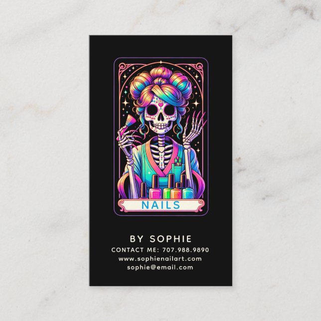 Tarot Theme Nail Tech Nail Art Business Card (Front)