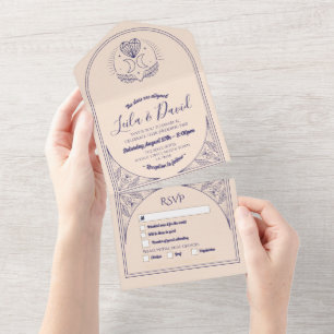 Tarot Wedding & RSVP Moon Crystals Heart Invite