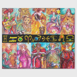 TAROTS AND ZODIAC BIRTHDAY SIGNS Tarot Astrology Wrapping Paper