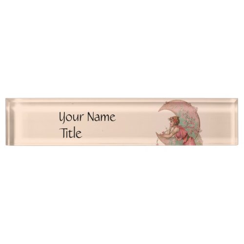 TAROTS LADY OF THE MOONFLOWERS IN PINK DESK NAME PLATE