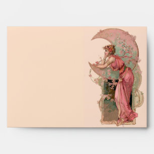 TAROTS/ LADY OF THE MOON,FLOWERS IN PINK ENVELOPE