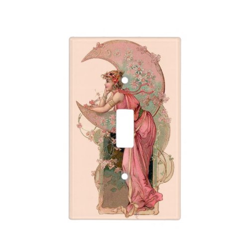 TAROTS LADY OF THE MOONFLOWERS IN PINK LIGHT SWITCH COVER