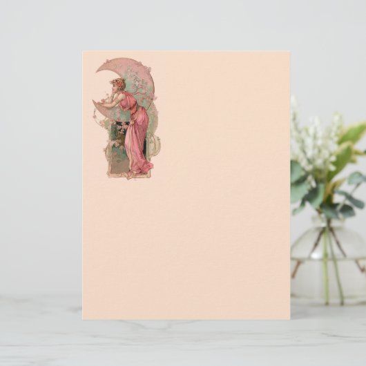 TAROTS/ LADY OF THE MOON,FLOWERS IN PINK MONOGRAM (Standing Front)