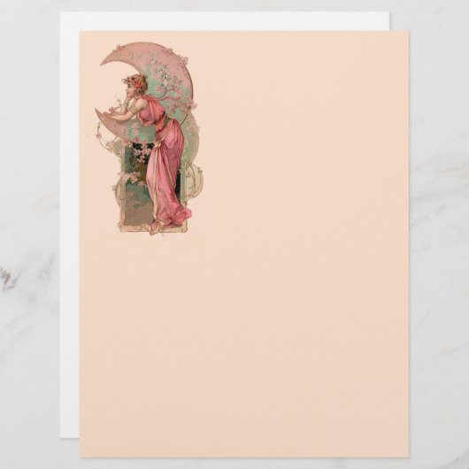 TAROTS/ LADY OF THE MOON,FLOWERS IN PINK MONOGRAM (Front/Back)