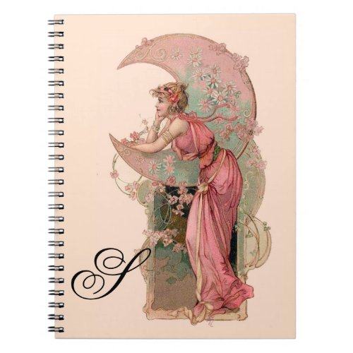 TAROTS LADY OF THE MOONFLOWERS IN PINK MONOGRAM NOTEBOOK