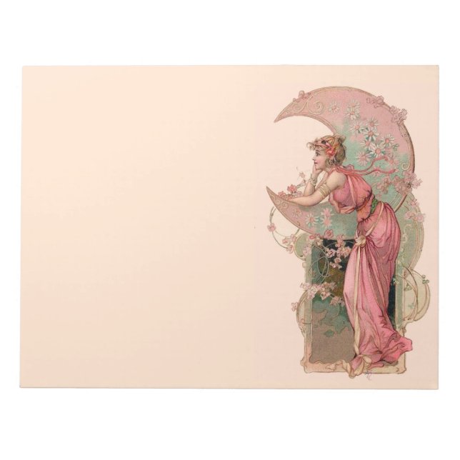 TAROTS/ LADY OF THE MOON, FLOWERS IN PINK NOTEPAD (Front)