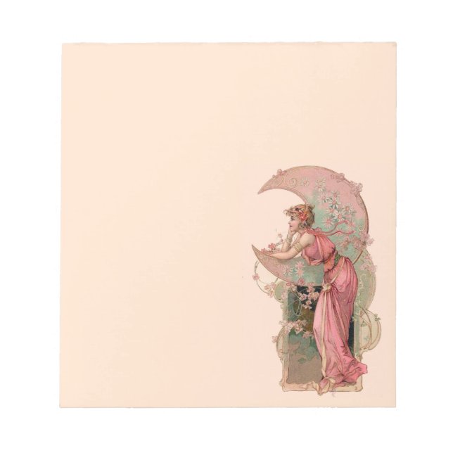 TAROTS/ LADY OF THE MOON, FLOWERS IN PINK NOTEPAD (Front)