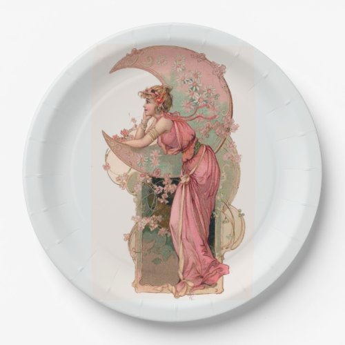 TAROTS LADY OF THE MOON FLOWERS IN PINK  PAPER P PAPER PLATES