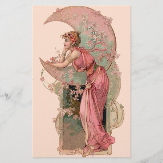TAROTS/ LADY OF THE MOON WITH FLOWERS IN PINK (Front)