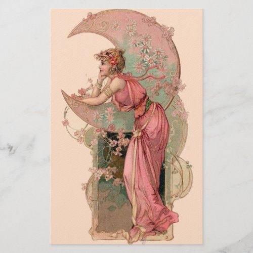 TAROTS LADY OF THE MOON WITH FLOWERS IN PINK