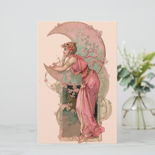 TAROTS/ LADY OF THE MOON WITH FLOWERS IN PINK (Standing Front)