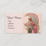 TAROTS / LADY OF THE MOON WITH FLOWERS IN PINK BUSINESS CARD