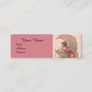 TAROTS / LADY OF THE MOON WITH FLOWERS IN PINK MINI BUSINESS CARD