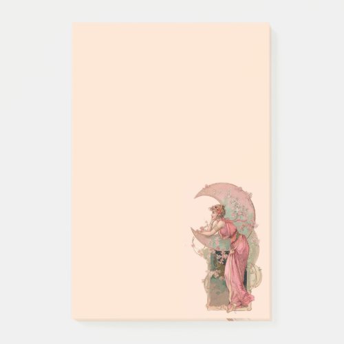 TAROTS LADY OF THE MOON WITH FLOWERS IN PINK POST_IT NOTES