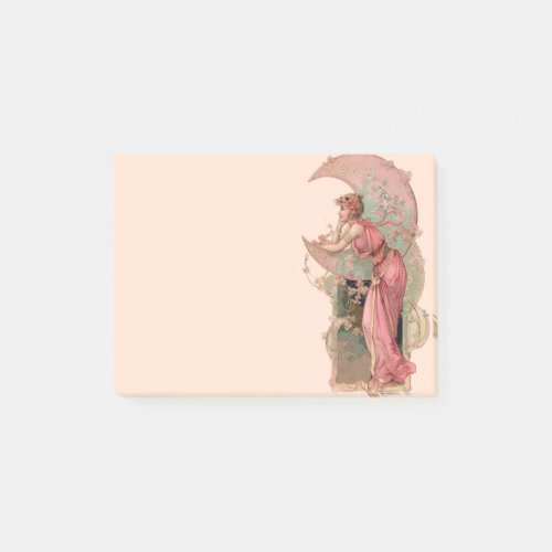 TAROTS LADY OF THE MOON WITH FLOWERS IN PINK POST_IT NOTES