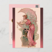 TAROTS / LADY OF THE MOON WITH FLOWERS IN PINK POSTCARD (Front/Back)