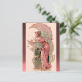 TAROTS / LADY OF THE MOON WITH FLOWERS IN PINK POSTCARD (Standing Front)