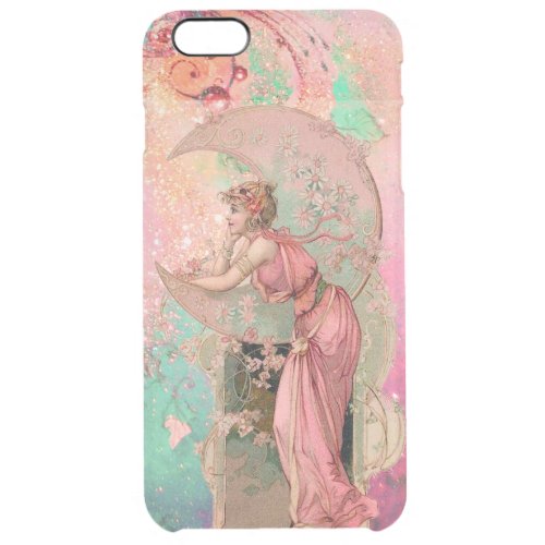 TAROTS LADY OF THE MOON WITH FLOWERS PINK FLORAL CLEAR iPhone 6 PLUS CASE