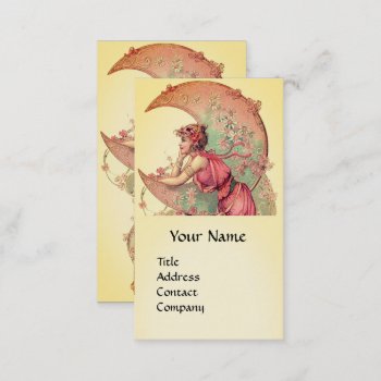 Tarots / Lady Of The Moon With Flowers Pink Yellow Business Card by bulgan_lumini at Zazzle