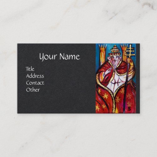 TAROTS OF LOST SHADOWS POPE HIEROPHANT Black Paper Business Card