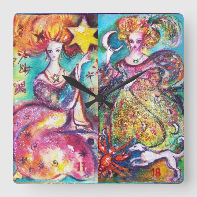 TAROTS OF THE LOST SHADOWS /THE MOON AND THE STAR SQUARE WALL CLOCK (Front)