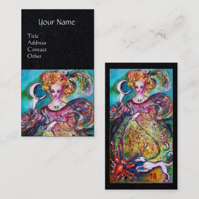 TAROTS OF THE LOST SHADOWS / THE MOON LADY Black Business Card (Front/Back)