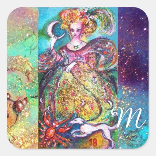 TAROTS OF THE LOST SHADOWS THE MOON LADY Monogram Square Sticker