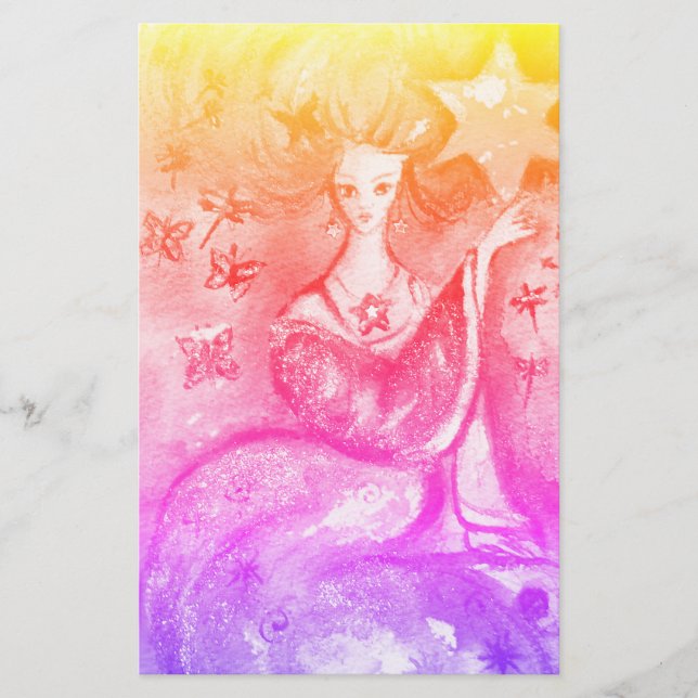 TAROTS OF THE LOST SHADOWS / THE STAR Yellow Pink Stationery (Front)