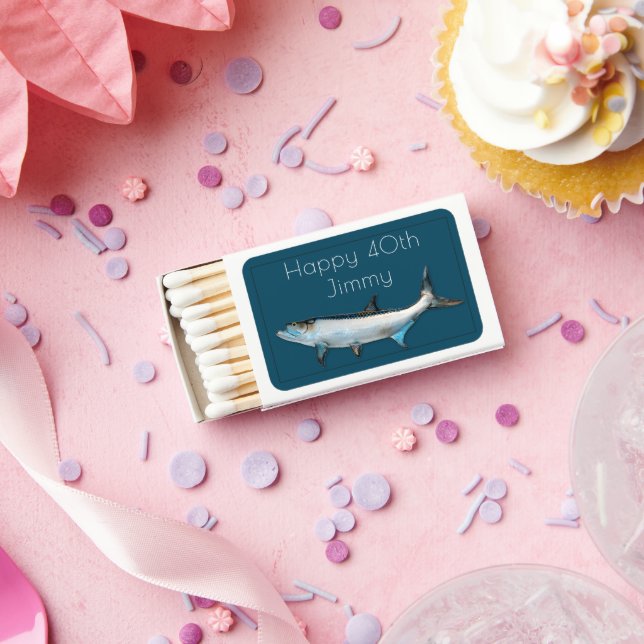 Tarpon Fish Birthday Party Favor Matchboxes (Insitu)