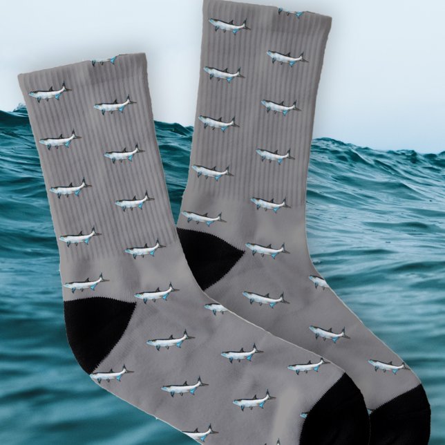 Tarpon Fish Pattern Fisherman Novelty Socks (Creator Uploaded)