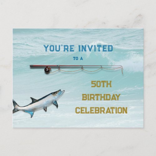 Tarpon Fishing Adult Birthday Party Invitation Postcard