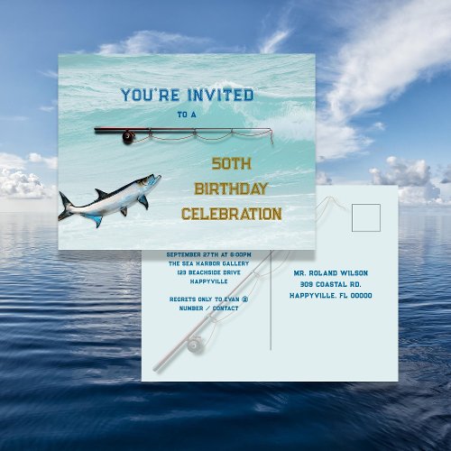 Tarpon Fishing Adult Birthday Party Invitation Postcard