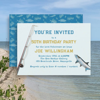 Tarpon Fishing Birthday Adult Male Party Invitation by millhill at Zazzle