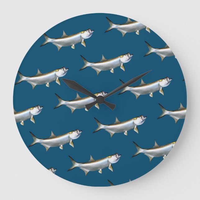 Tarpon Fishing Theme Man Cave Large Clock (Front)