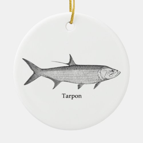 Tarpon  Logo  line art Ceramic Ornament