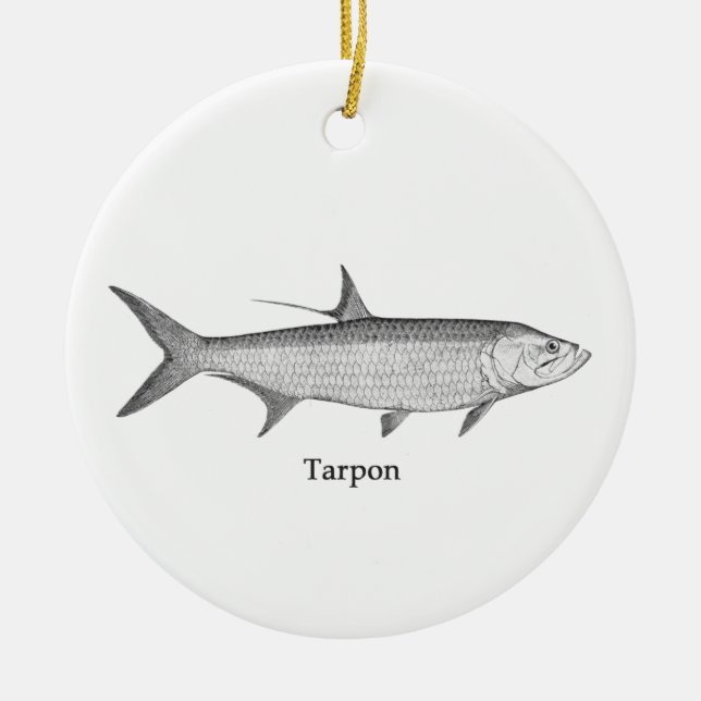 Tarpon  Logo  (line art) Ceramic Ornament (Front)