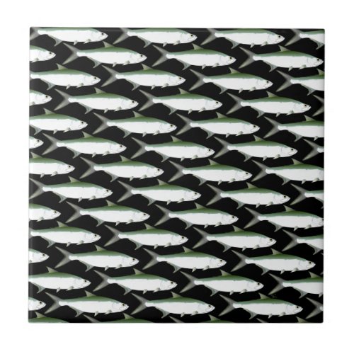 Tarpon pattern on black ceramic tile