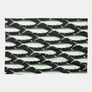 Tarpon pattern on black kitchen towel