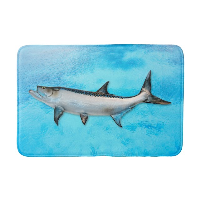 Tarpon Saltwater Fish Blue Water Bath Mat (Front)