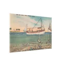 Tarpon Springs, FL - View of Boat &amp; Deep Sea Canvas Print | Zazzle