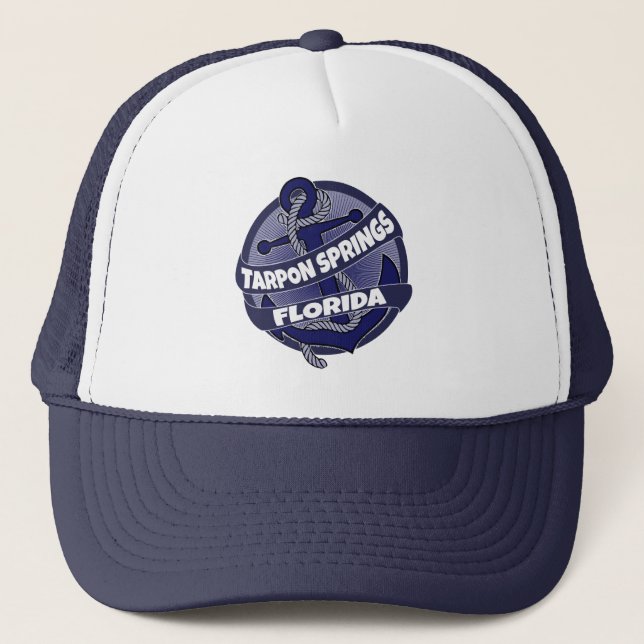 Tarpon Springs Florida anchor swirl trucker hat (Front)