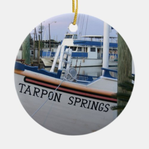 Tarpon Springs Florida Fishing Boats Ceramic Ornament
