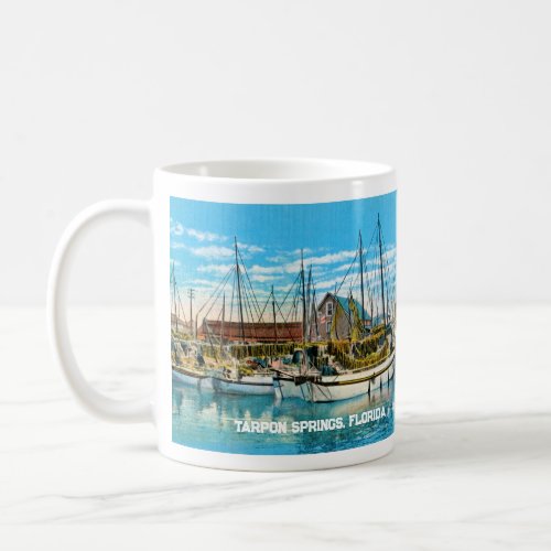 Tarpon Springs Florida Sponge Boats Vintage Coffee Mug
