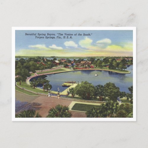 Tarpon Springs Florida Vintage Spring Bayou Postcard