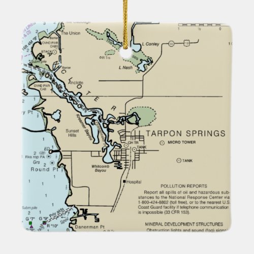 Tarpon Springs Nautical Chart Ceramic Ornament