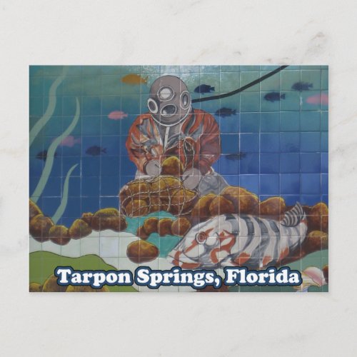 Tarpon Springs Sponge Diver Mural Postcard